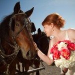 bride and horse mackinac island photo