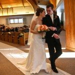 church wedding michigan isle bride groom photo