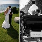 wedding carriage mackinac bridge wedding photo