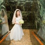 bride reflection marble wall church wedding picture