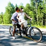 riding tandem bike trash the dress picture