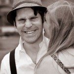 engagement photo groom laugh funny joke create shot