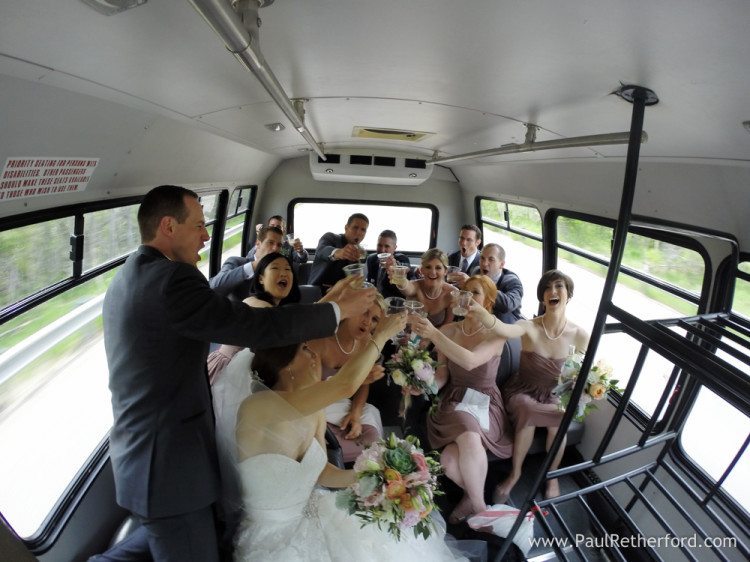 wedding couple bus petoskey photo