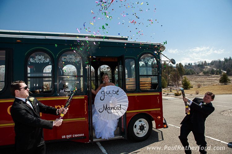 wedding trolley northern michigan photo