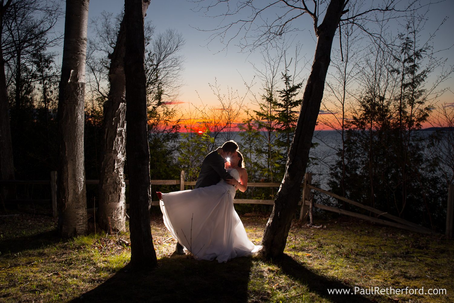 northern michigan wedding sunset