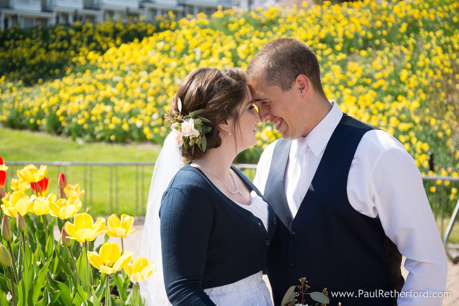 cute bride groom yellow flower pohto