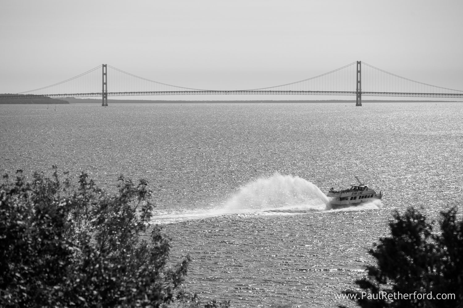 star line ferry and mackinac bridge photo