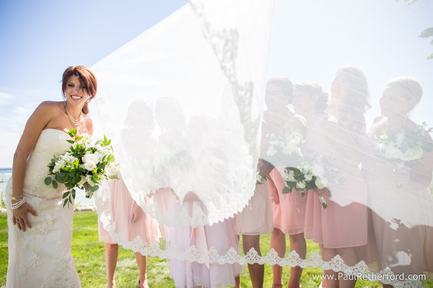 cathedral veil bridesmaid photo