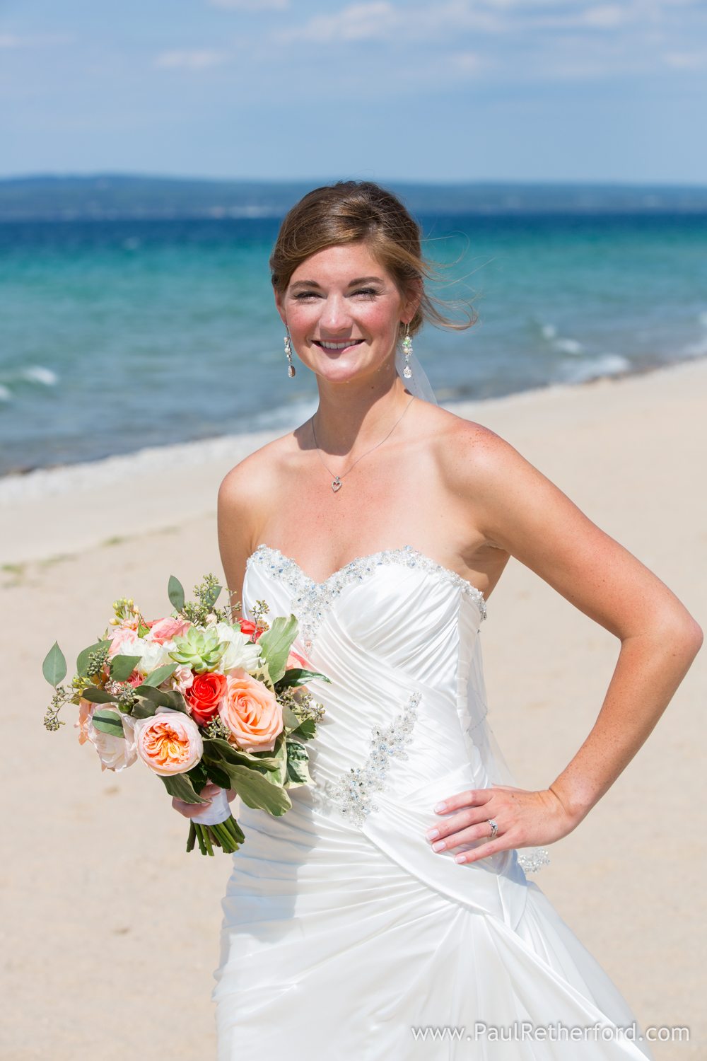 bay harbor lake michigan beach wedding photo