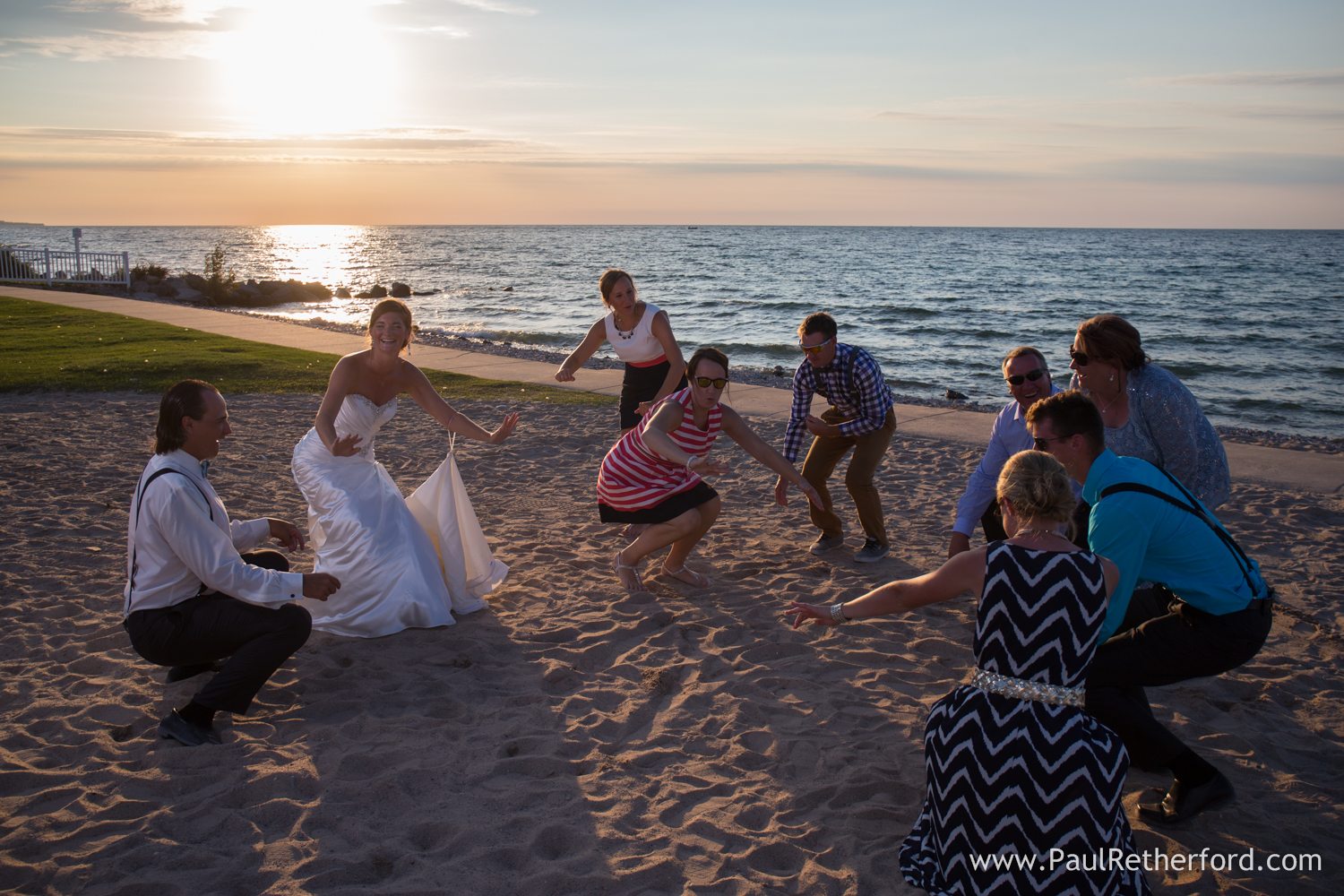dancing on lake michigan wedding photo
