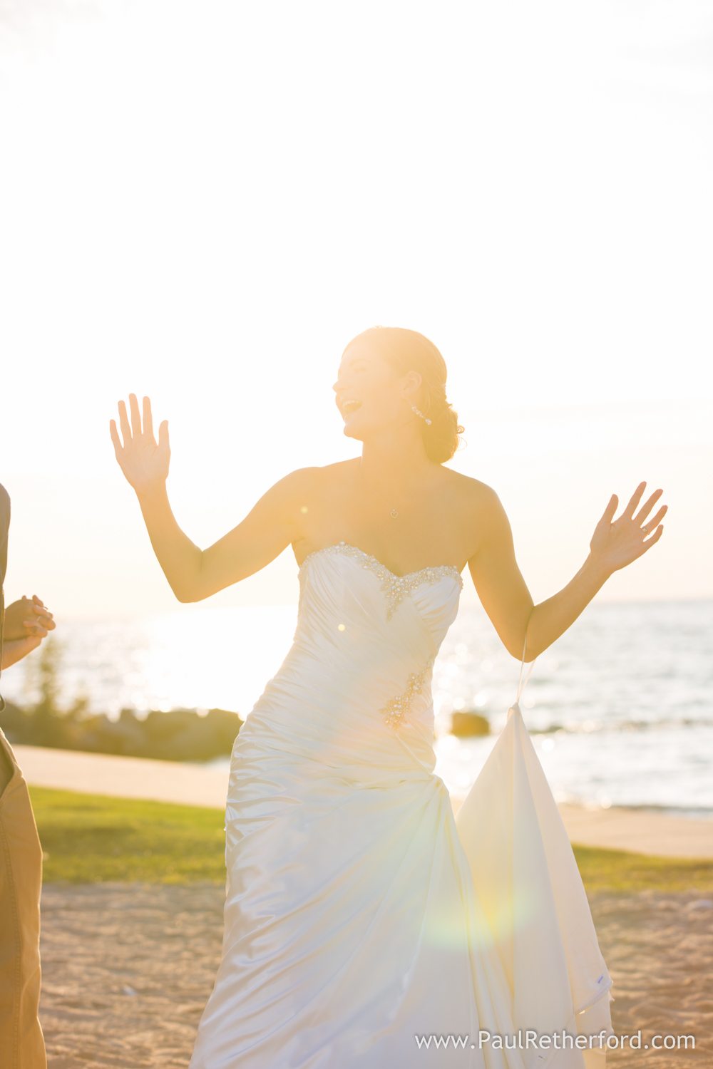bride lake michigan wedding photo