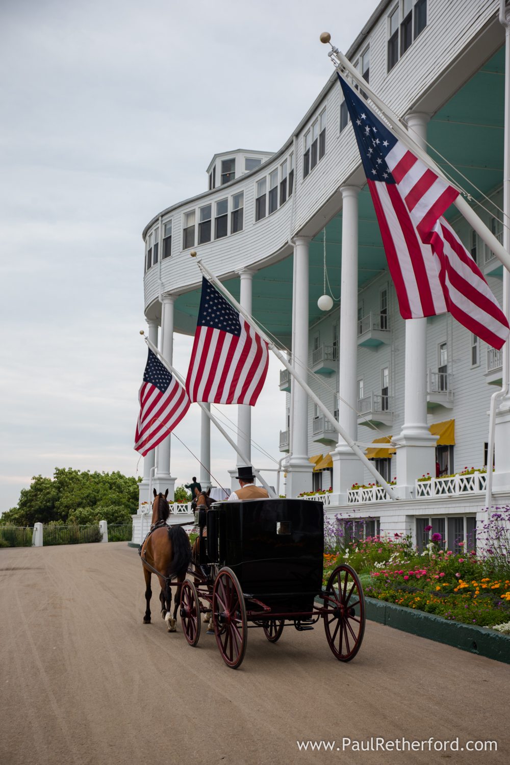 Intimate Grand Hotel porch wedding photo