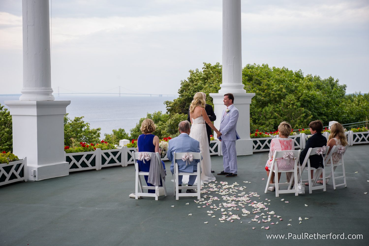 intimate grand hotel porch wedding
