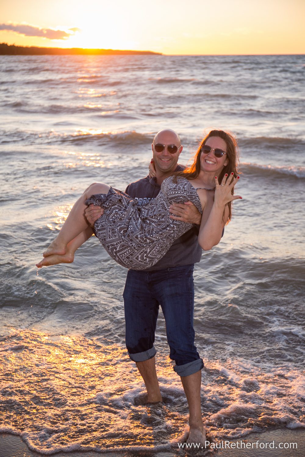 lake huron engagement photo