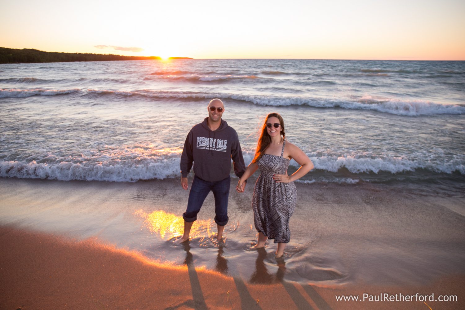 lake huron sunset engagement photo