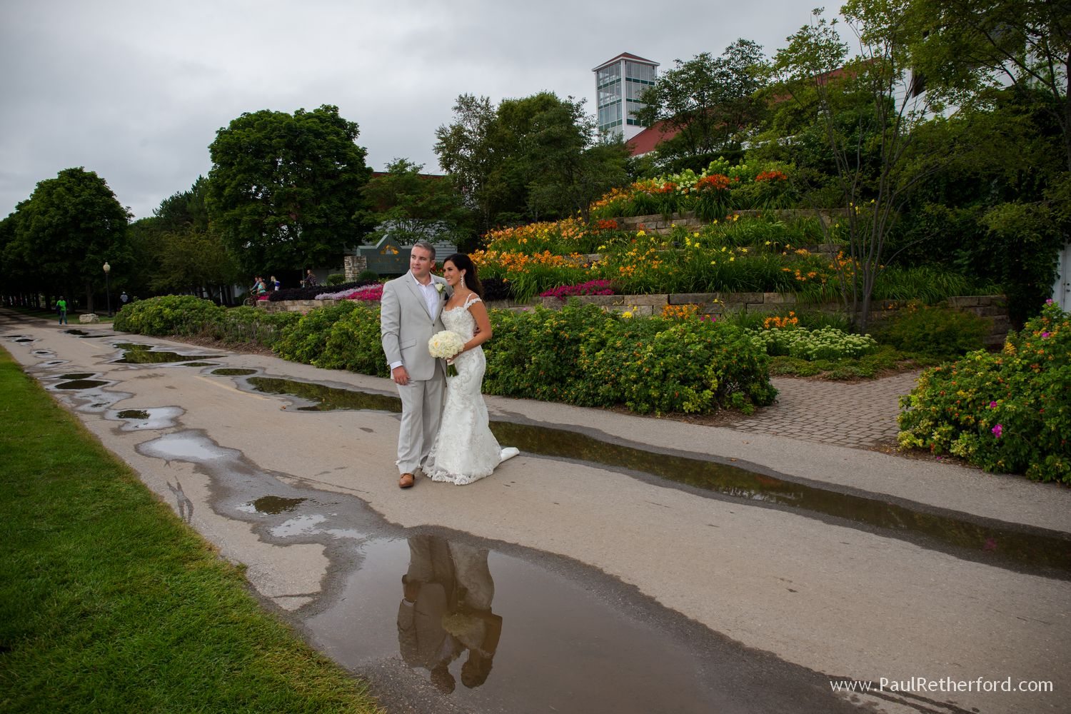 water reflection photo mission point resort wedding