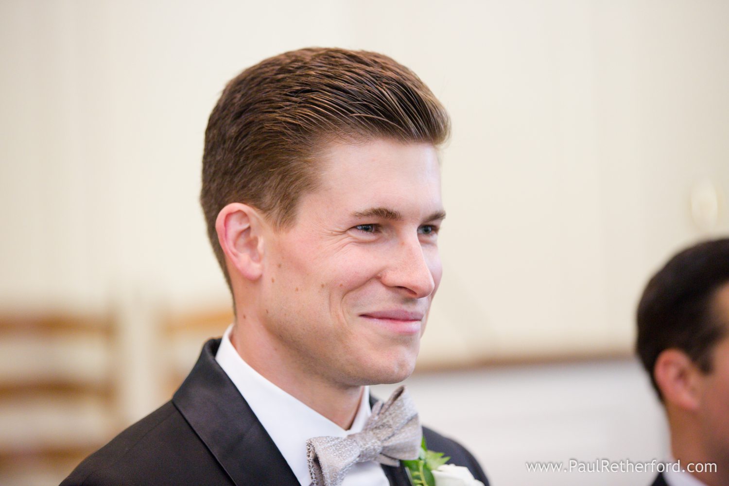 groom seeing bride face photo