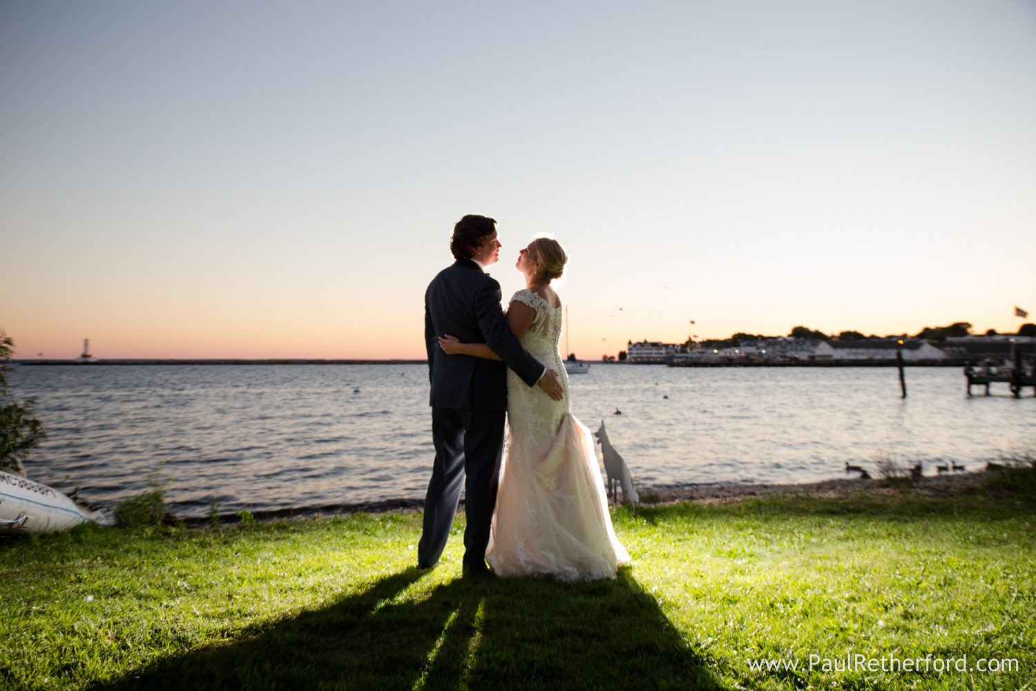 mackinac island sunset wedding photo