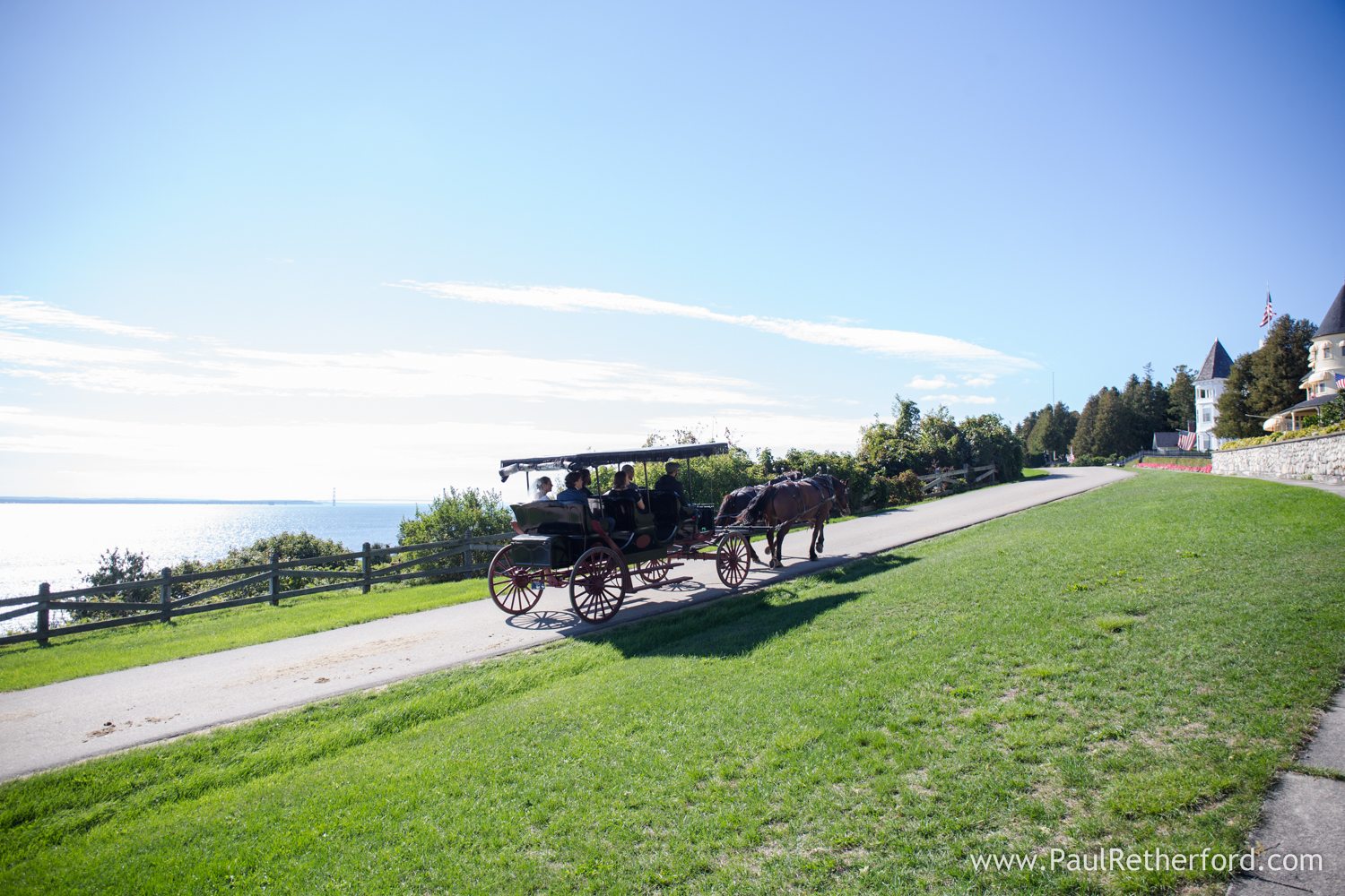mackinac island carriage tour wedding photo