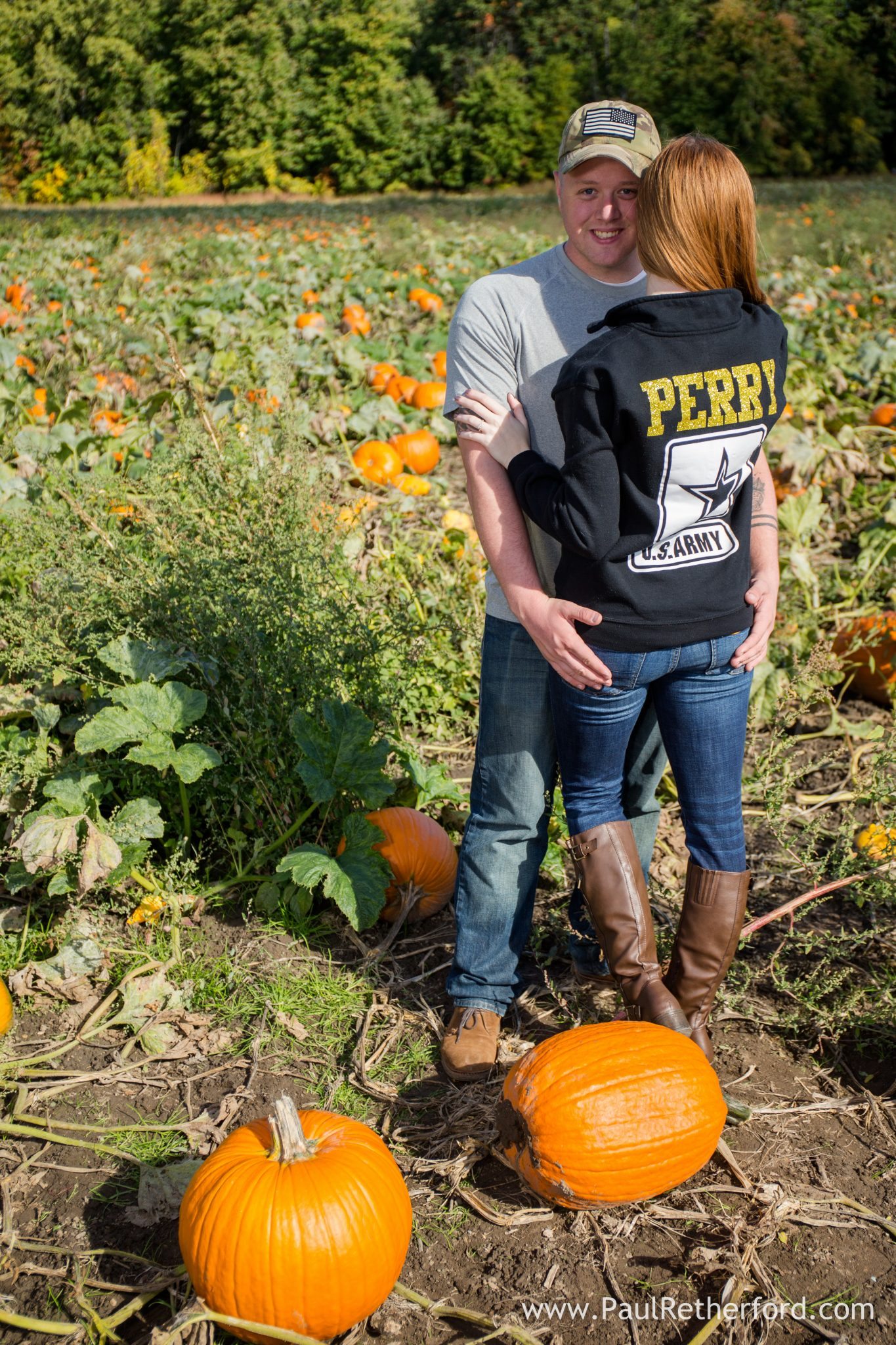 pumpkin patch engagement photo
