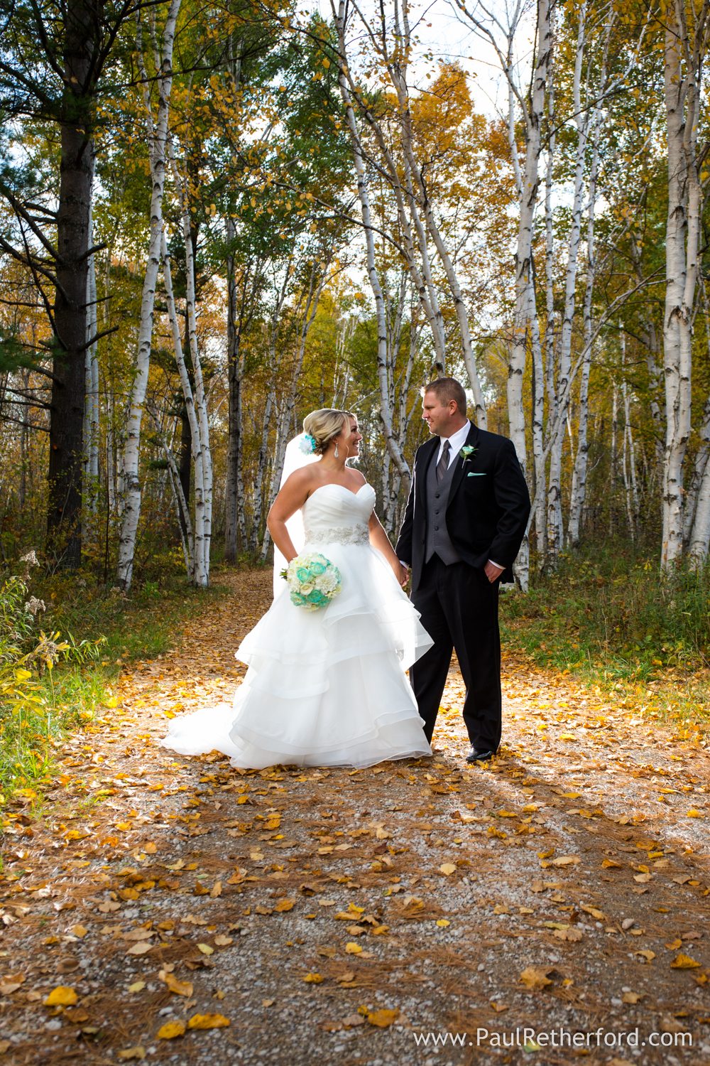 fall colors northern michigan wedding photo