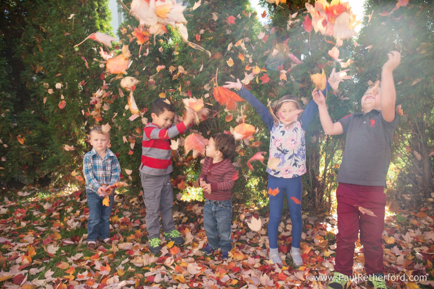 fall leaves kids family photo