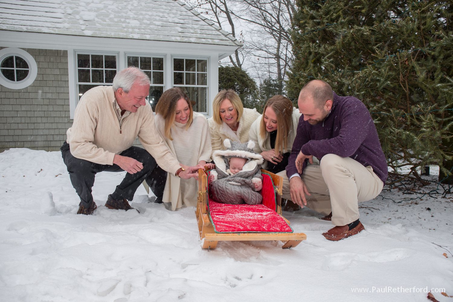 winter family photo northern michigan