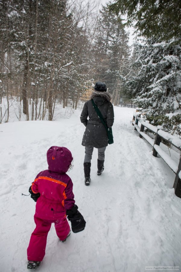 walking to upper tahquamenon falls in winter photo