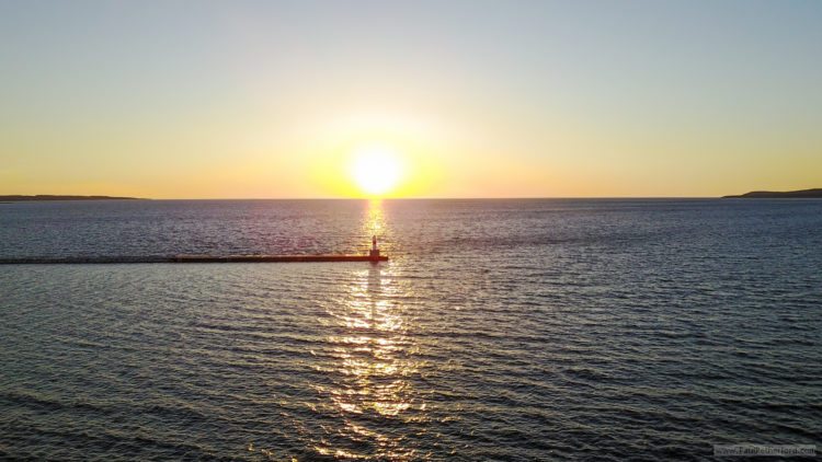 Gorgeous Petoskey Michigan sunset high above Lake Michigan