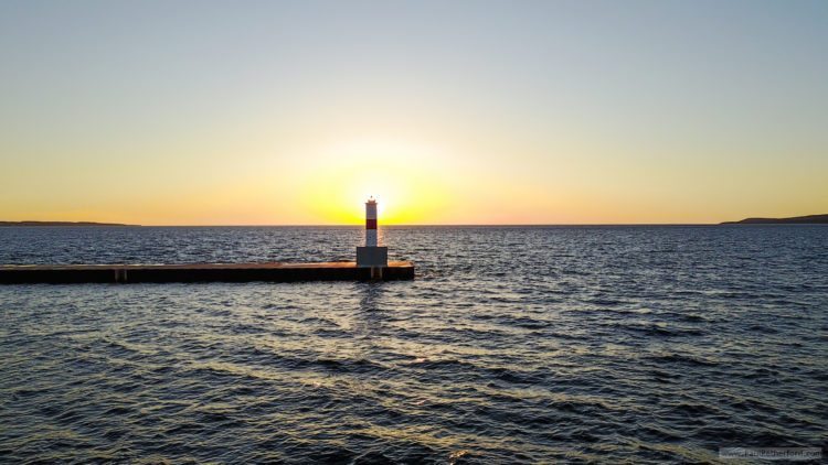 Gorgeous Petoskey Michigan sunset high above Lake Michigan