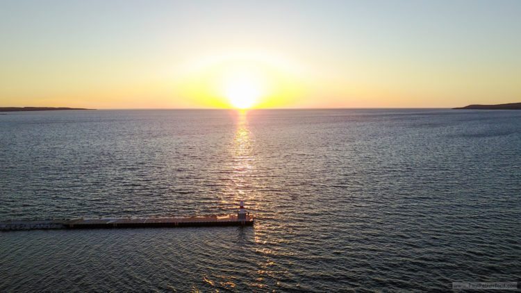 Gorgeous Petoskey Michigan sunset high above Lake Michigan