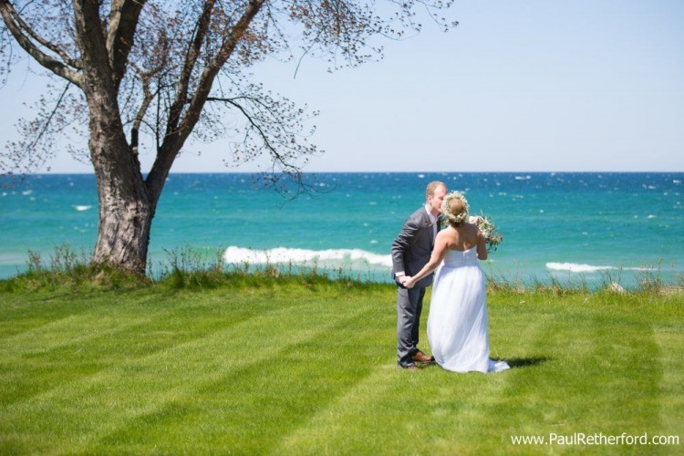 lake michigan shoreline wedding photo