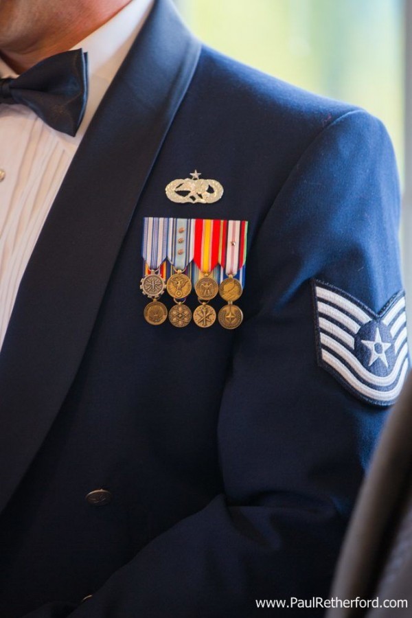 military strips air force wedding photo