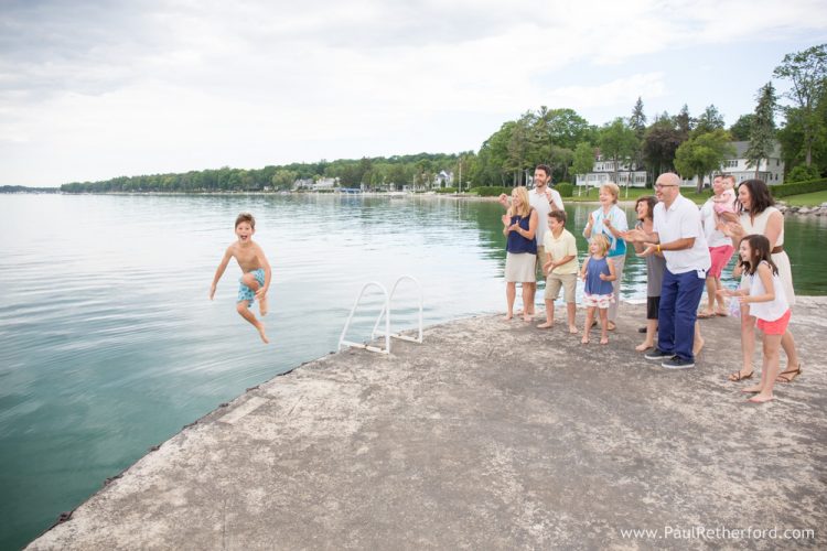 water pier jump family photo