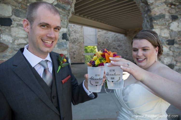 bride groom cheers wedding day photo