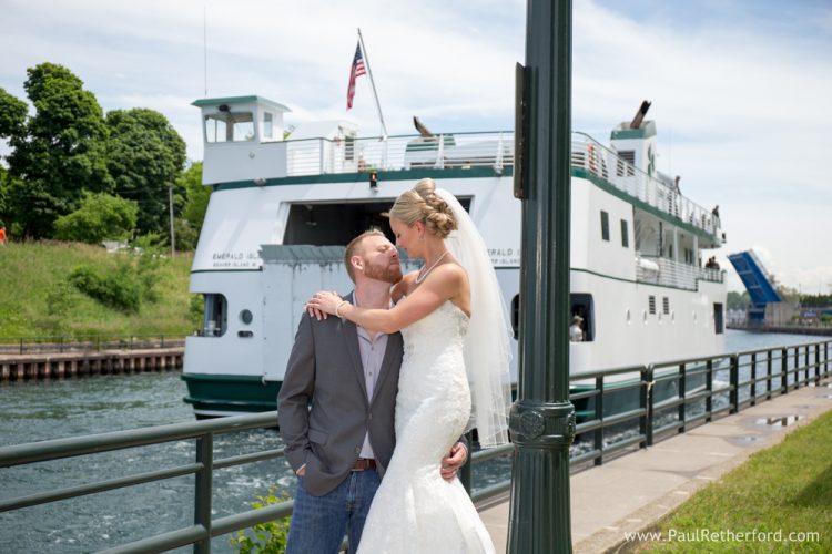beaver island ferry wedding photo