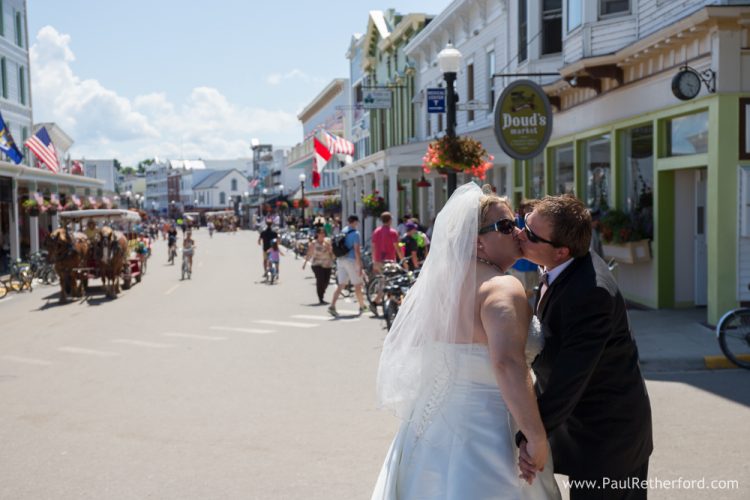 downtown mackinac island wedding photo
