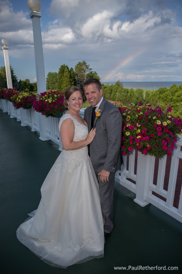 mackinac island rainbow wedding photo