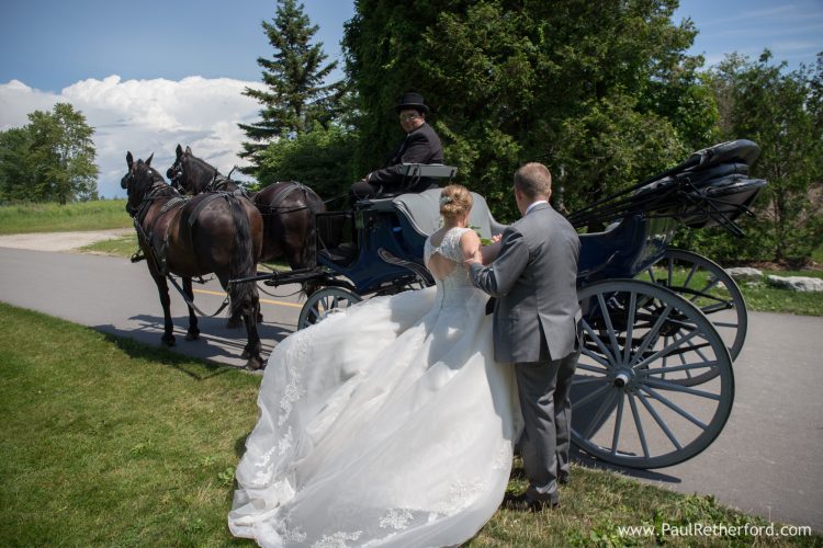 carriage ride mackinac island wedding photo