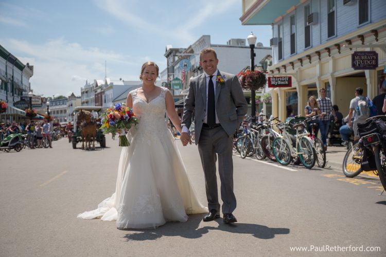 mackinac island downtown wedding photo