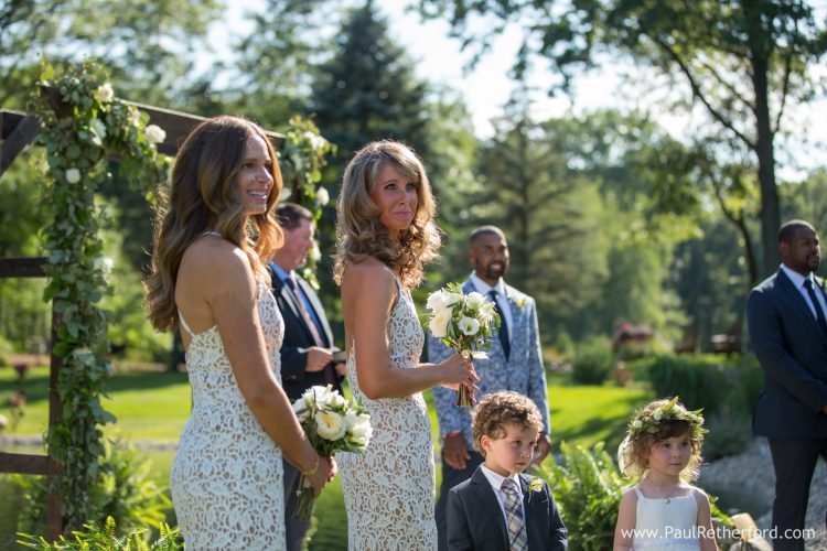 groom seeing bride first time wedding photo