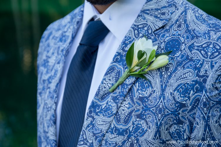 blue and white wedding photo