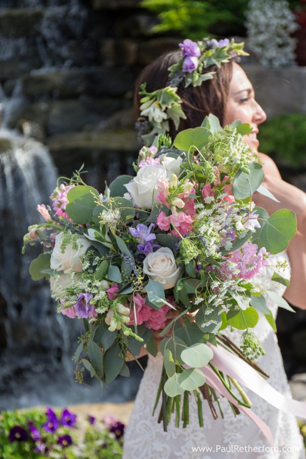 monarch garden and floral wedding bouquet