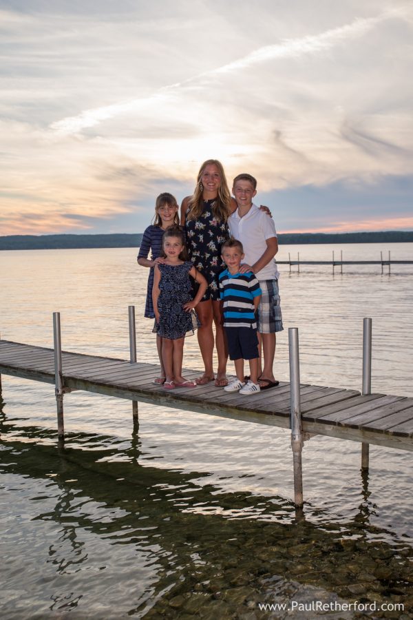 burt lake dock water family photo