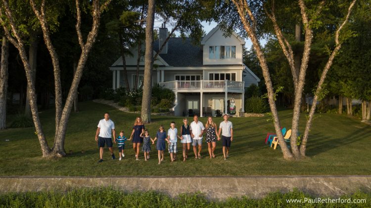 northern michigan drone aerial family photo