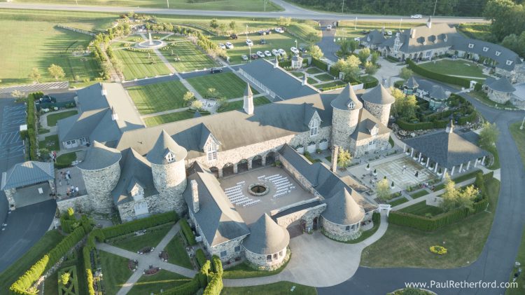 castle farms aerial wedding photo