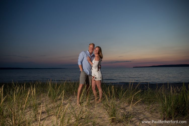 lake michigan engagement sunset photo