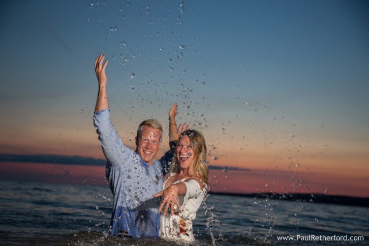 get wet wedding engagement photo