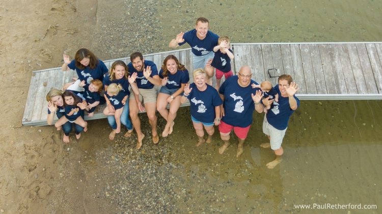 aerial drone family photo northern michigan