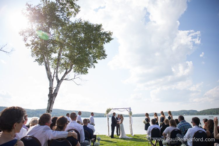 deer lake waterfront wedding photo